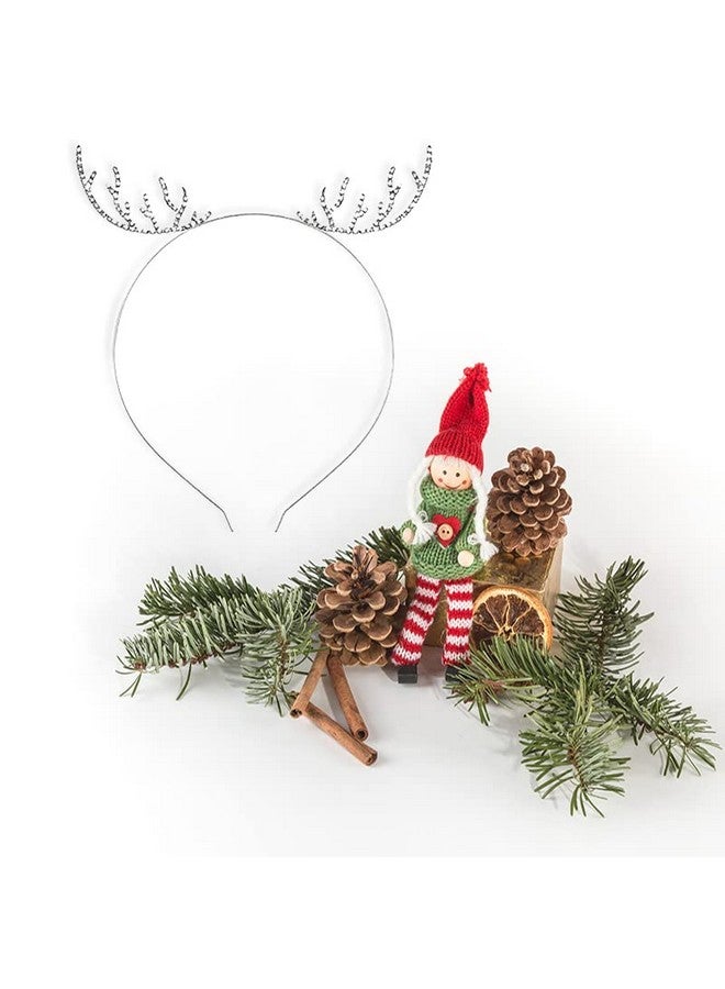 Guqqeuc Reindeer Antlers Headband for Christmas Party Hair Accessories for Women Men Silver Antlers Christmas Headbands for Teens Christmas Tiara for Easter Party - Image 5