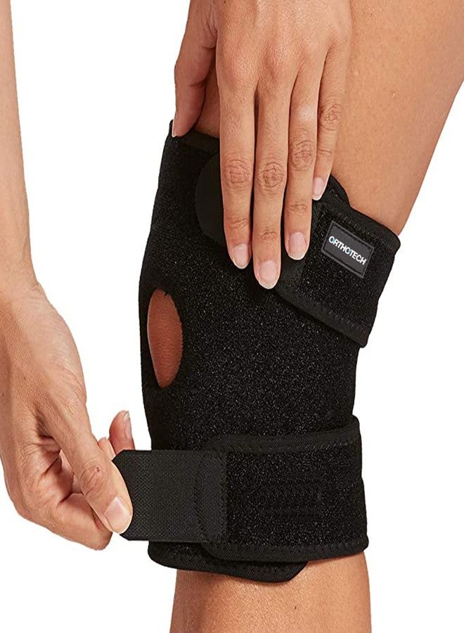 Orthotech Knee Support Brace | Adjustable Compression for Knee Stability | Breathable and Comfortable Fabric with Velcro Closure (Black) - Image 1