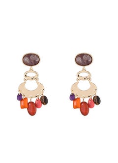HaveDream High Quality And Exquisite Ladies New Gourd Shape Retro Semi-precious Stone Fashion Pendant Earrings - Red/Orange  - Image 1
