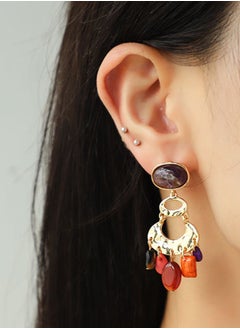 HaveDream High Quality And Exquisite Ladies New Gourd Shape Retro Semi-precious Stone Fashion Pendant Earrings - Red/Orange  - Image 2