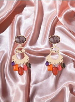 HaveDream High Quality And Exquisite Ladies New Gourd Shape Retro Semi-precious Stone Fashion Pendant Earrings - Red/Orange  - Image 4