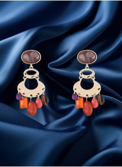 HaveDream High Quality And Exquisite Ladies New Gourd Shape Retro Semi-precious Stone Fashion Pendant Earrings - Red/Orange  - Image 5