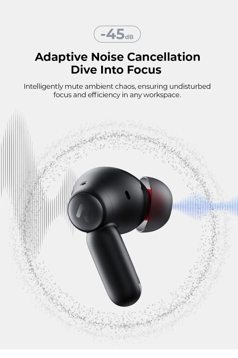 havit Bluetooth 6.0 Wireless Earbuds – Hybrid Active Noise Cancellation up to 45dB with Four Noise Isolating Microphones, Transparency Mode, 3D Surround Sound, Connect to Two Devices Simultaneously, Touch Control via Dedicated App, Up to 30 Hours of Playtime with Charging Case, Fast Charging with Type-C Port, Personalized Sound Settings, CE & RoHS Certified – Premium Earphones (Black) - Image 3