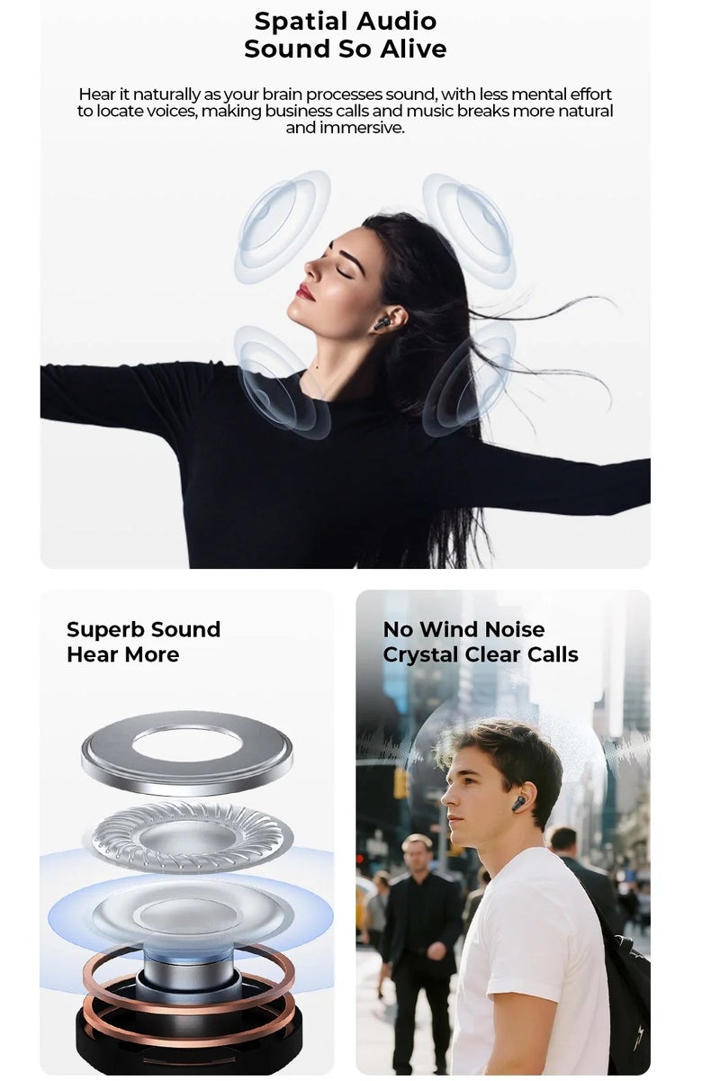 havit Bluetooth 6.0 Wireless Earbuds – Hybrid Active Noise Cancellation up to 45dB with Four Noise Isolating Microphones, Transparency Mode, 3D Surround Sound, Connect to Two Devices Simultaneously, Touch Control via Dedicated App, Up to 30 Hours of Playtime with Charging Case, Fast Charging with Type-C Port, Personalized Sound Settings, CE & RoHS Certified – Premium Earphones (Black) - Image 5