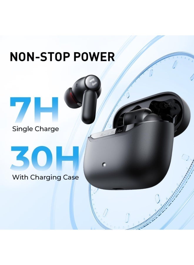 havit Bluetooth 6.0 Wireless Earbuds – Hybrid Active Noise Cancelling Up to 45dB, 6 Mics ENC Clear Call In-Ear Headphones with Transparency Mode, 3D Spatial Surround Sound & Deep Bass, Low Latency for Gaming, 30+ Hours Playtime with Charging Case, Dual Device Pairing, Custom EQ App Control, Fast Type-C Charging, IPX5 Waterproof – Premium True Wireless Earbuds (Black) - Image 5