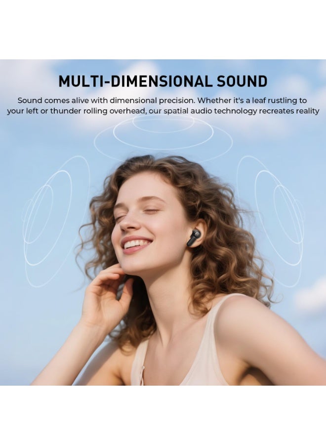 havit Bluetooth 6.0 Wireless Earbuds – Hybrid Active Noise Cancelling Up to 45dB, 6 Mics ENC Clear Call In-Ear Headphones with Transparency Mode, 3D Spatial Surround Sound & Deep Bass, Low Latency for Gaming, 30+ Hours Playtime with Charging Case, Dual Device Pairing, Custom EQ App Control, Fast Type-C Charging, IPX5 Waterproof – Premium True Wireless Earbuds (Black) - Image 3