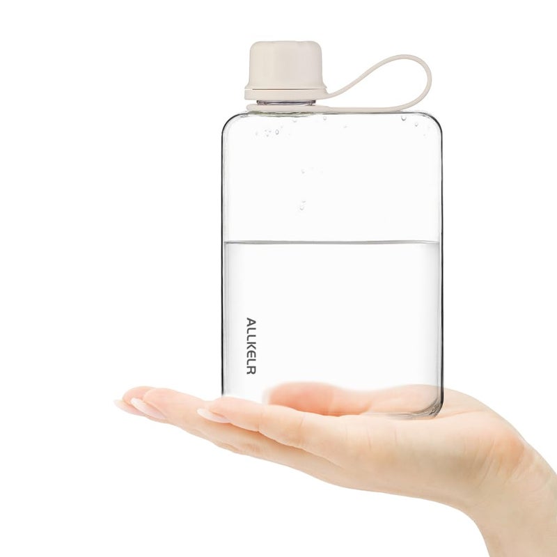 ALLKELR Portable Flat Water Bottle,BPA Free Reusable Tritan Plastic Travel Water Bottle Cup,Lightweight Leakproof Slim Water Bottle Fits Purse,Backpacking, Hiking (White, 17 oz) - Image 2