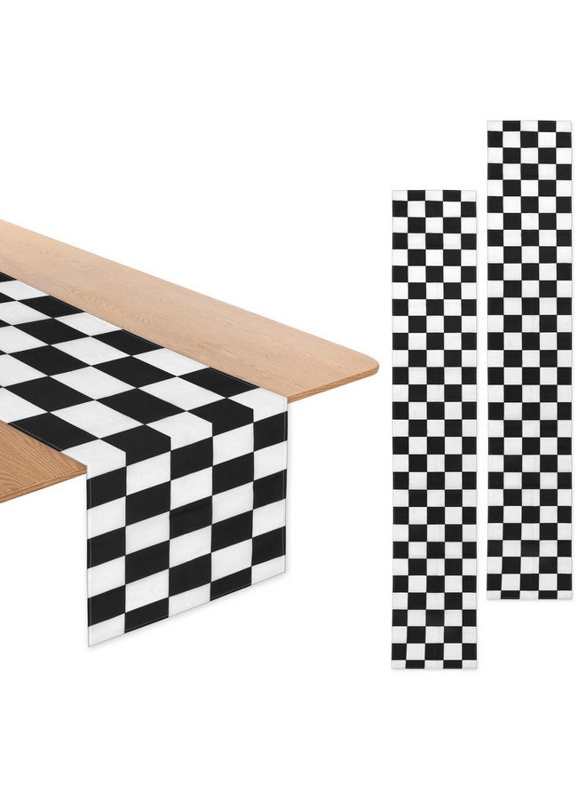 Grevosea 2 Pieces Checkerboard Racing Theme Tablecloths, Black And White Checkered Tablecloths, Picnic Table Covers Disposable Checkered Racing Table Cover For Home Alice Party Decorations 72 * 13 Inch - Image 1