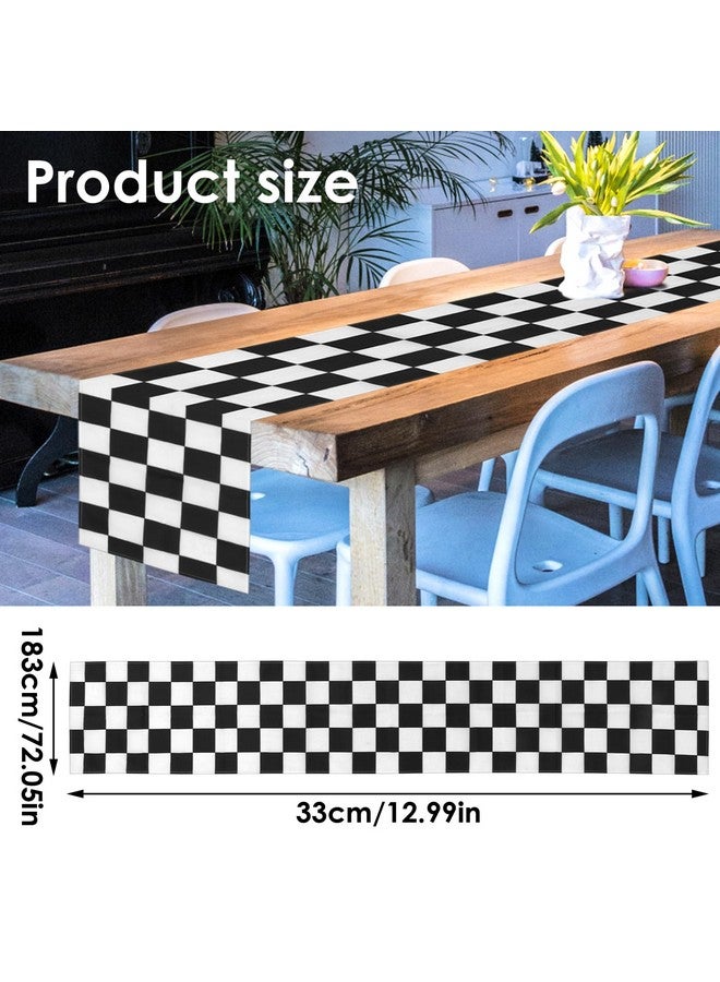 Grevosea 2 Pieces Checkerboard Racing Theme Tablecloths, Black And White Checkered Tablecloths, Picnic Table Covers Disposable Checkered Racing Table Cover For Home Alice Party Decorations 72 * 13 Inch - Image 2