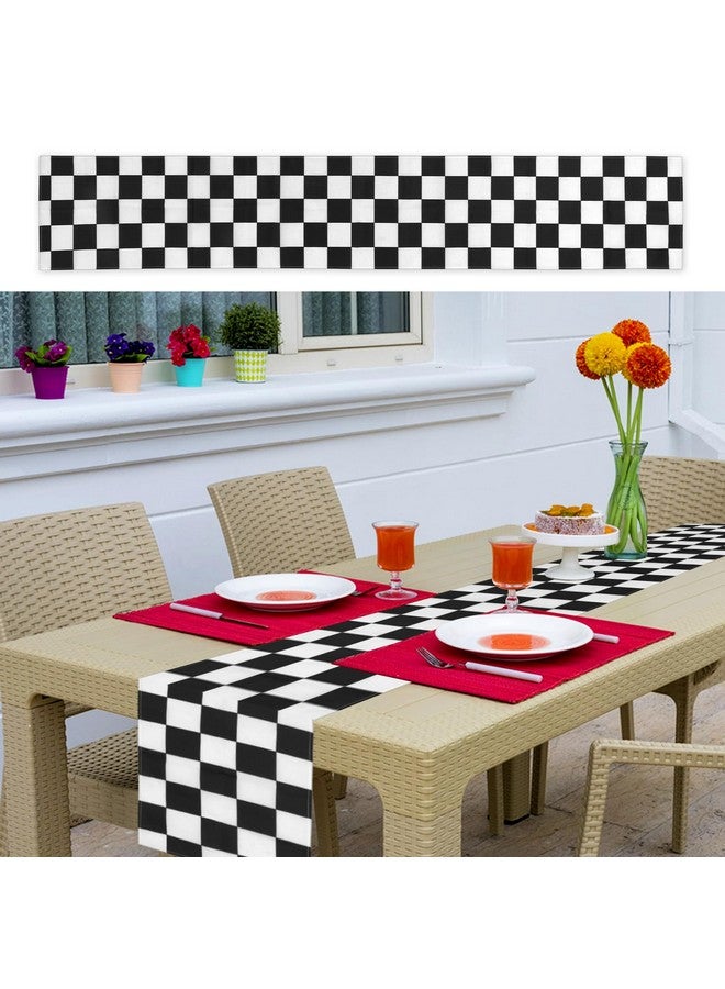 Grevosea 2 Pieces Checkerboard Racing Theme Tablecloths, Black And White Checkered Tablecloths, Picnic Table Covers Disposable Checkered Racing Table Cover For Home Alice Party Decorations 72 * 13 Inch - Image 4