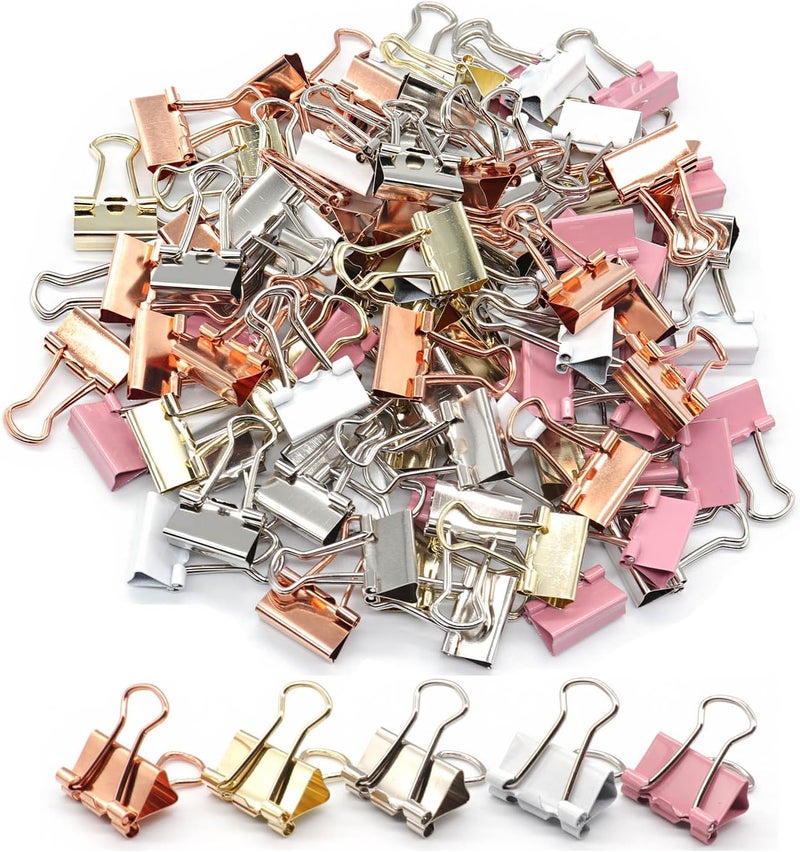 YCVIORING Mini Binder Clips, Paper Clip, Small Paper Clamps 15mm (5/8 inch), 100 Pack Micro Size Office Clips for Home Schooland Business (Multicolored) - Image 1