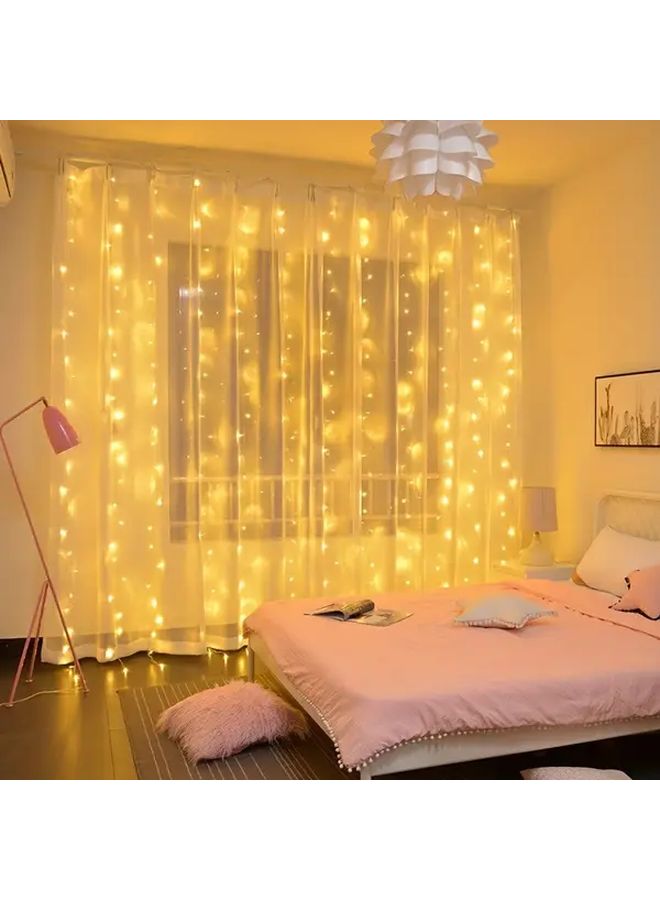White Curtain String Lights 200LED 8 Modes Battery Powered Indoor Outdoor - Image 4