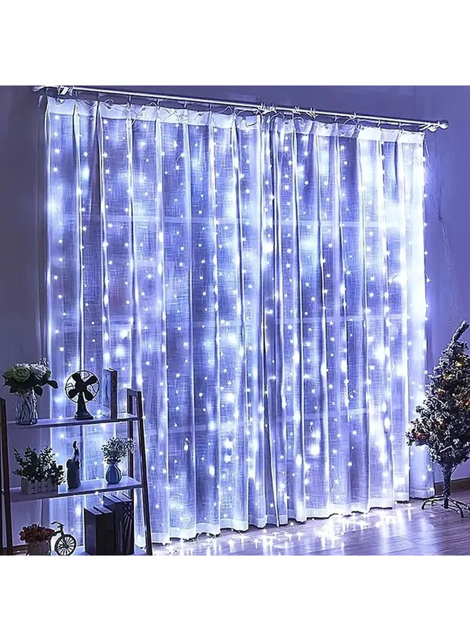 White Curtain String Lights 200LED 8 Modes Battery Powered Indoor Outdoor - Image 5