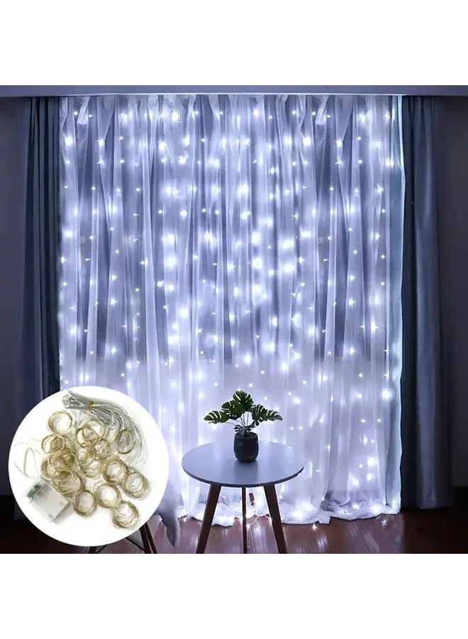 White Curtain String Lights 200LED 8 Modes Battery Powered Indoor Outdoor - Image 2