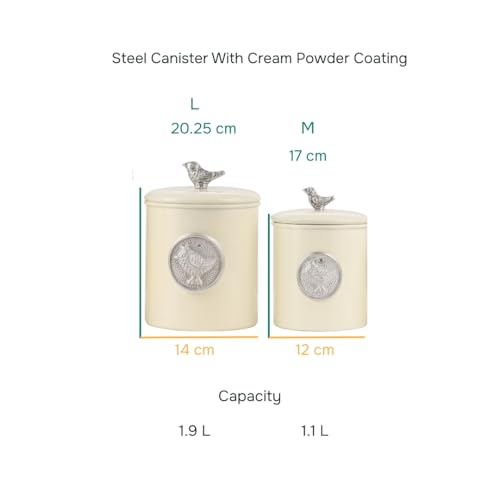 ALCU Matte Cream Powder Coated Steel Kitchen Storage Canister Set – Large & Medium (1.9L & 1.4L), Kitchen Container Set, Airtight Jars, Storage Boxes, Canisters Set for Kitchens (Set of 2) - Image 2