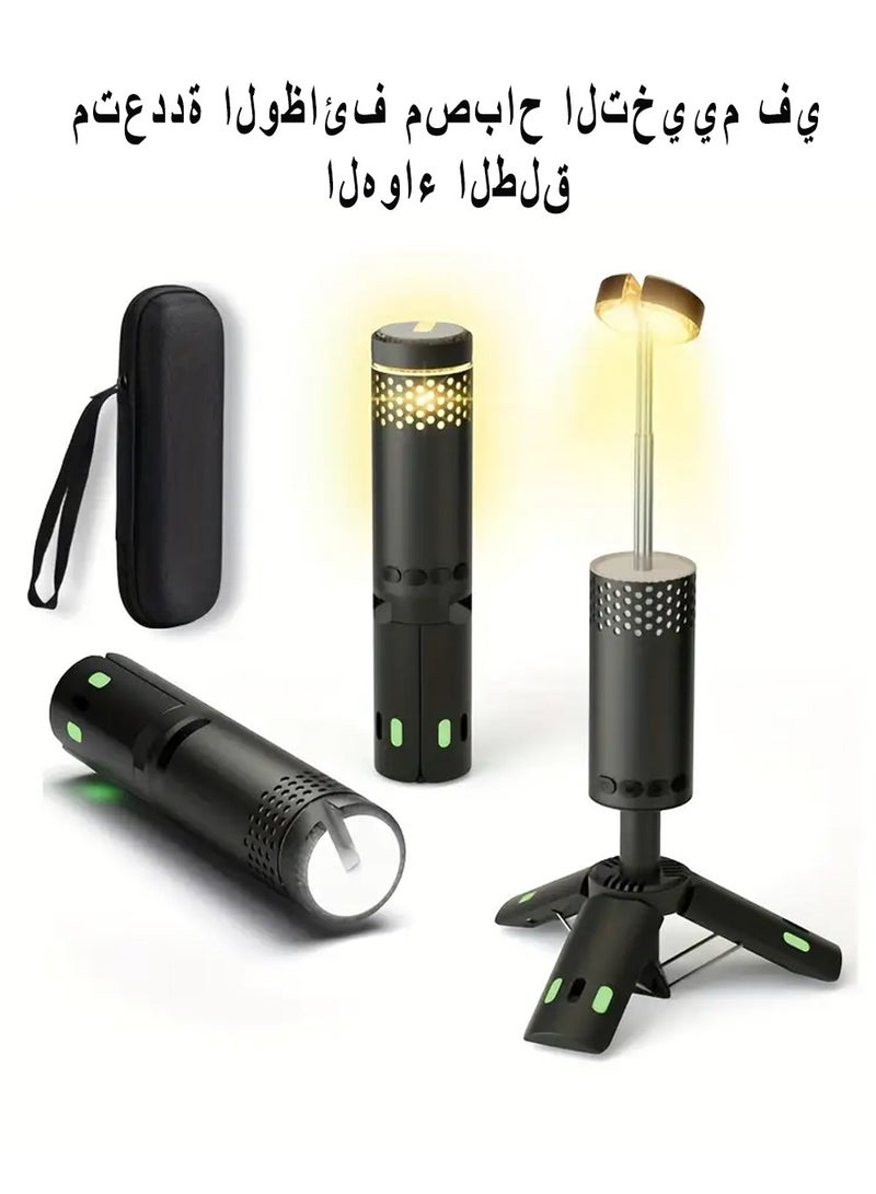YOUGE Camping Light Telescopic,Rechargeable Collapsible Camping Lanterns with Stand,7800mAh Magnetic Waterproof Camping Lamp,Outdoor Light for Emergency,Cool Camping Must Haves (Black)  - Image 1