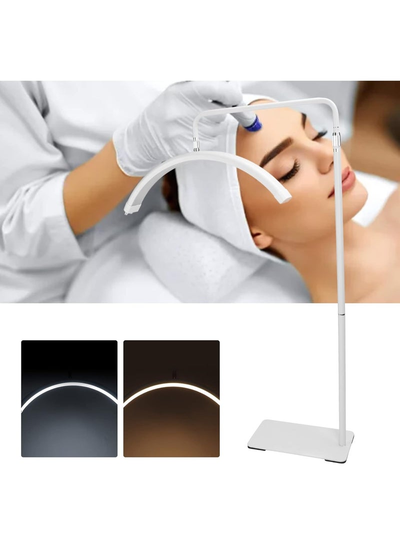 Half Moon LED Floor Lamp for Eyelashes with Mobile Holder, Adjustable Brightness and Height for Home and Beauty Salons HD-M6X (White) - Image 4