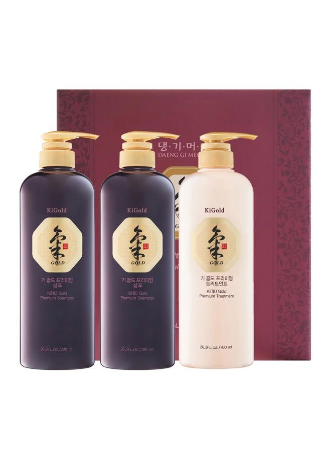 DAENG GI MEO RI - Ki Gold Premium 2 Shampoo 780ml + 1 Treatment 780ml + 10 Traveling Pouch Samples 10ml Set, Samples may vary. - Image 2