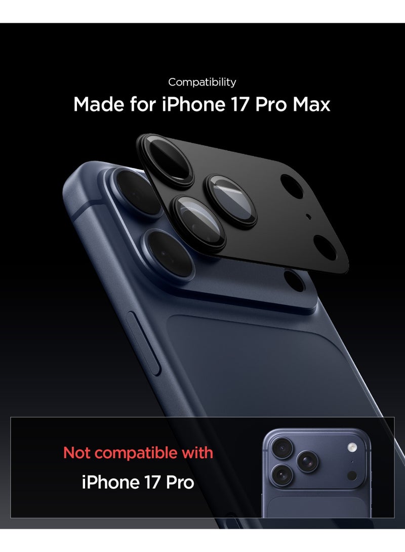 Spigen حامي عدسة الكاميرا GLAStR EZ-Fit Optik Pro XL لجهاز iPhone 17 Pro MAX [عبوة واحدة] - أسود - Image 2