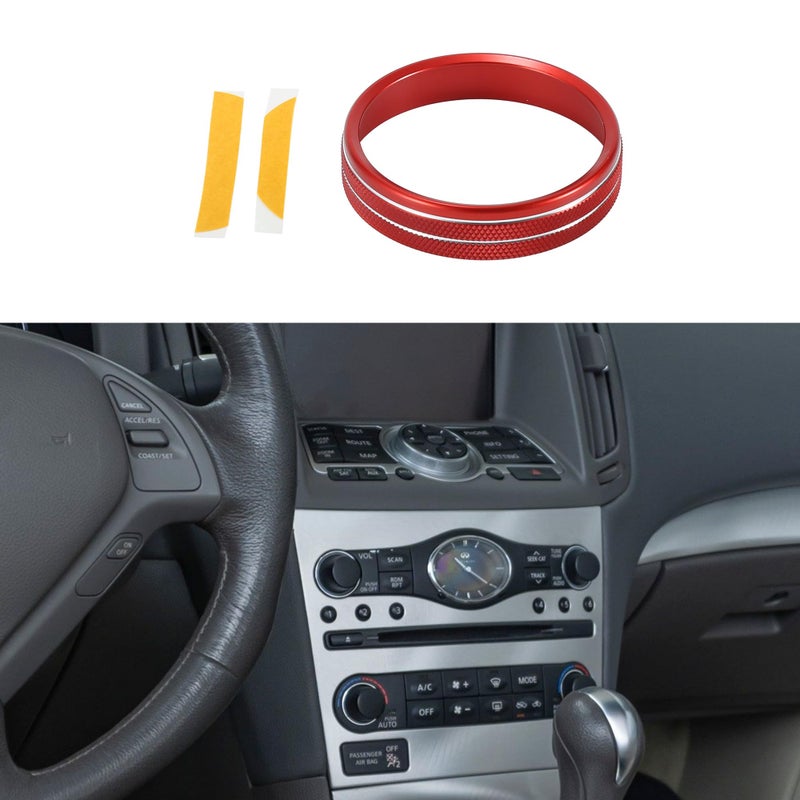غطاء حلقة التحكم في زر الوسائط لشاشة INFINAUTO لجهاز Infiniti G37 20082013 أحمر 1 قطعة