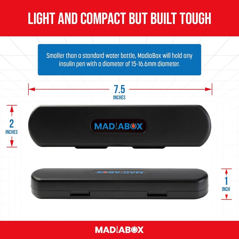 MadiaBox منظّم حافظة أقلام الإنسولين والإبر - حافظة سفر محمولة ومتينة تحافظ على أمان مستلزمات مرضى السكري - حقيبة تخزين وسفر للعناية بمرضى السكري - Image 4