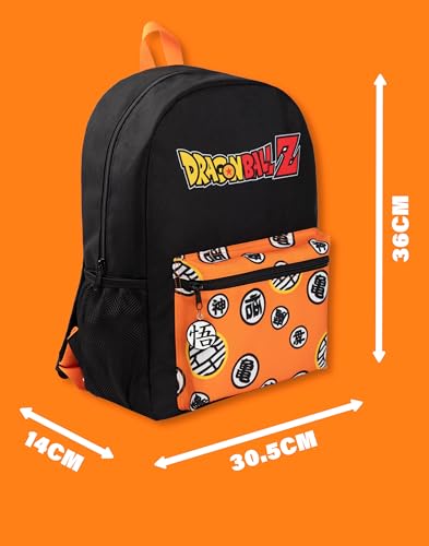 Dragon Ball Z Boys Backpack | Black & Orange Rucksack with Adjustable Straps | Goku Character Practical & Organised Luggage Sports School Bag For Kids | Anime TV Series Merchandise Gift - Image 3