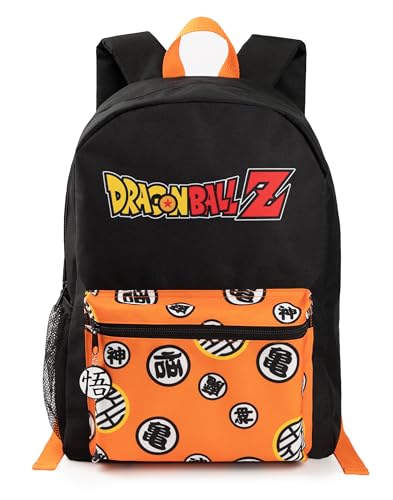 Dragon Ball Z Boys Backpack | Black & Orange Rucksack with Adjustable Straps | Goku Character Practical & Organised Luggage Sports School Bag For Kids | Anime TV Series Merchandise Gift - Image 1