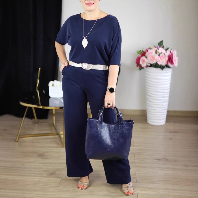 Women's Solid Color Tracksuit Set - Long Sleeve Top, Pants & Belt - Image 3