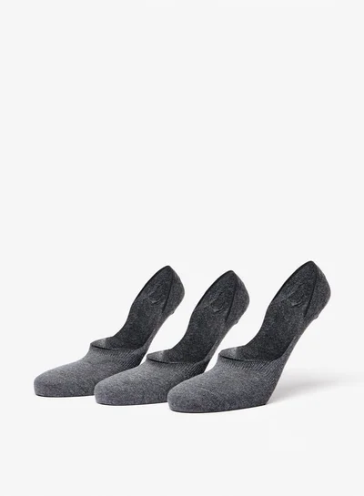 DUCHINI Men's Solid No Show Socks - Set of 3