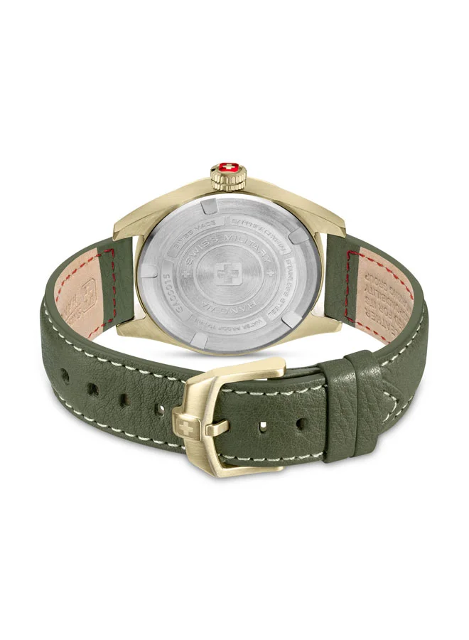 SWISS MILITARY HANOWA Greyhound Watch For Men With Olive Genuine Leather Pro Strap - 42 mm