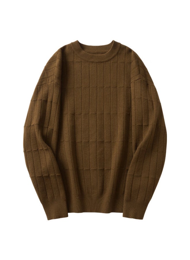 Markless Men's Autumn Winter Warm Knit Sweater Elastic Soft Casual Innerwear 4707 Brown L - Image 4