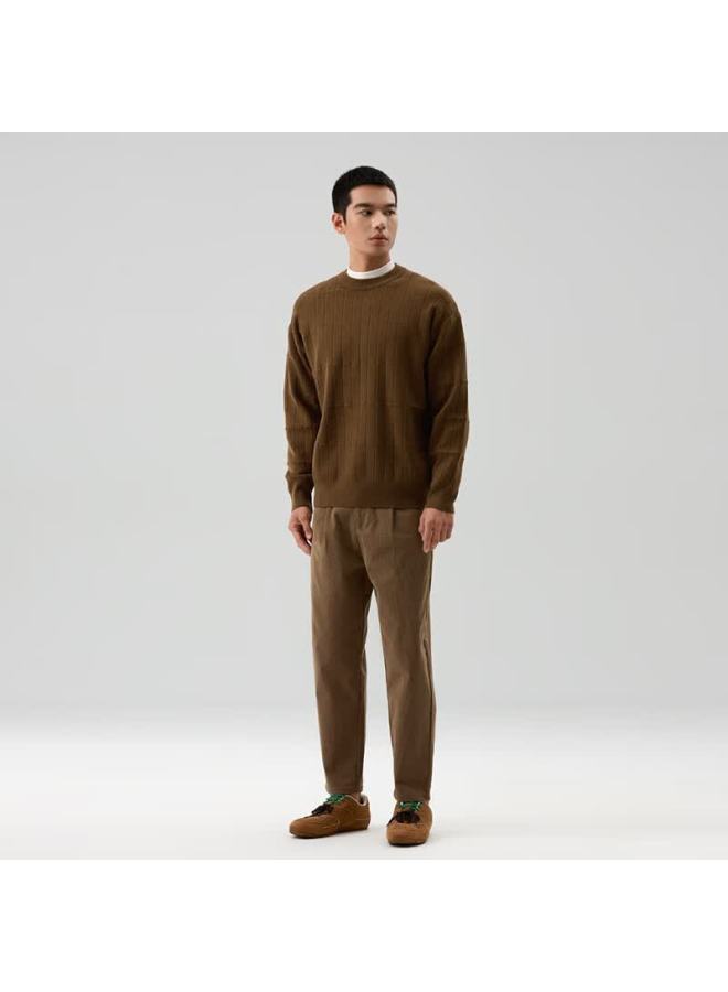 Markless Men's Autumn Winter Warm Knit Sweater Elastic Soft Casual Innerwear 4707 Brown L - Image 2