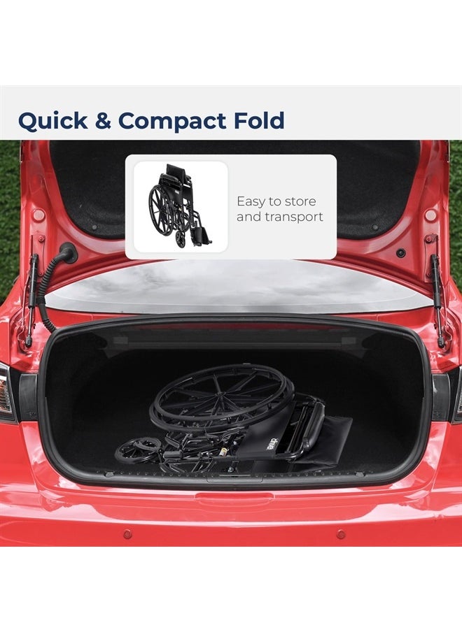 Drive Medical - SSP118FA-SF Silver Sport 1 Folding Transport Wheelchair with Full Arms and Removable Swing-Away Footrest, Black - Image 1