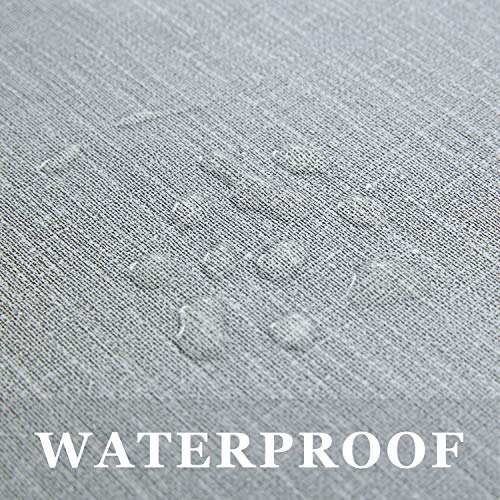 NLMUVW Round Vinyl Tablecloth with Elastic Edge Flannel Backing, Fitted PVC Table Cloth Waterproof Wipe Clean Table Cover for Picnic Party Outdoor, Light Grey, 40"- 44" - Image 5