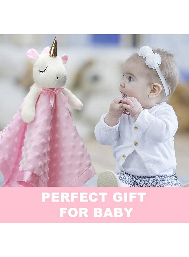Pro Goleem Unicorn Loveys for Babies Soft Plush Pink Security Blanket for Girls Snuggle Toy Stuffed Animal Lovies for Babies Baby Girl Gifts for Newborn, Infant and Toddler, 16 Inch - Image 3