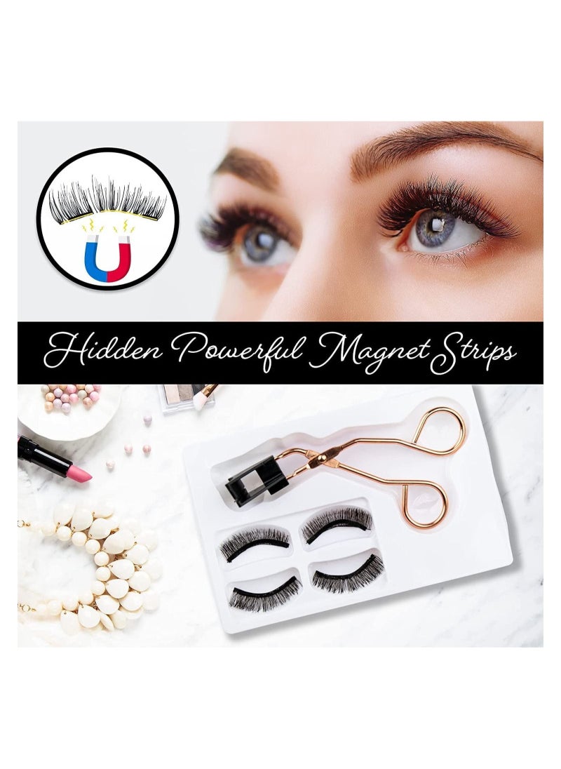 Captaintech Magnetic Eyelashes, 1Pcs Glue-free Magnetic Eyelash Clip with 2 Pairs Magnetic False Eyelashes, 0.2mm Ultra Thin Magnet, Natural Look Thick Look, Reusable 3D False Eyelashes, DIY Makeup  - Image 5