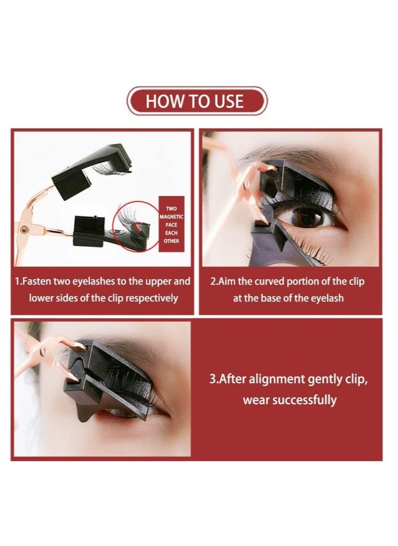 Captaintech Magnetic Eyelashes, 1Pcs Glue-free Magnetic Eyelash Clip with 2 Pairs Magnetic False Eyelashes, 0.2mm Ultra Thin Magnet, Natural Look Thick Look, Reusable 3D False Eyelashes, DIY Makeup  - Image 3