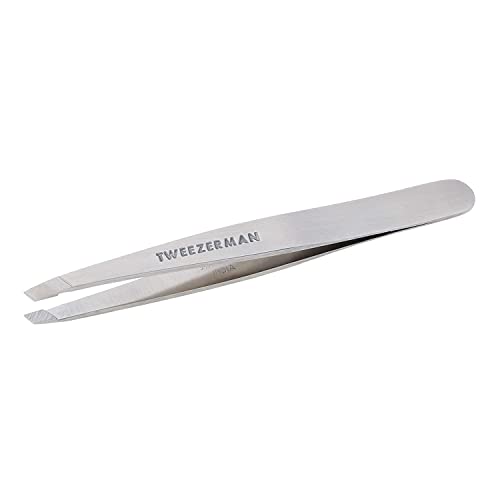 Tweezerman Stainless Steel Slant Tweezer  Eyebrow Tweezers for Women and Men Classic Stainless