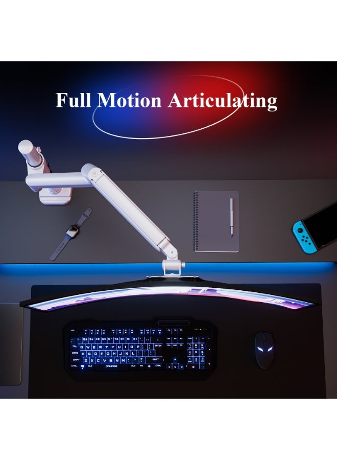 ETHU PC Gas Spring Monitor Stand With Extention Arm for 13-32 Inch Screens, VESA 75x75/100x100mm, 2-Way Assembling Clamp/Grommet, 2-9kg Capacity, Ergonomic Multi-Angle Adjustment Single Arm, White - Image 4