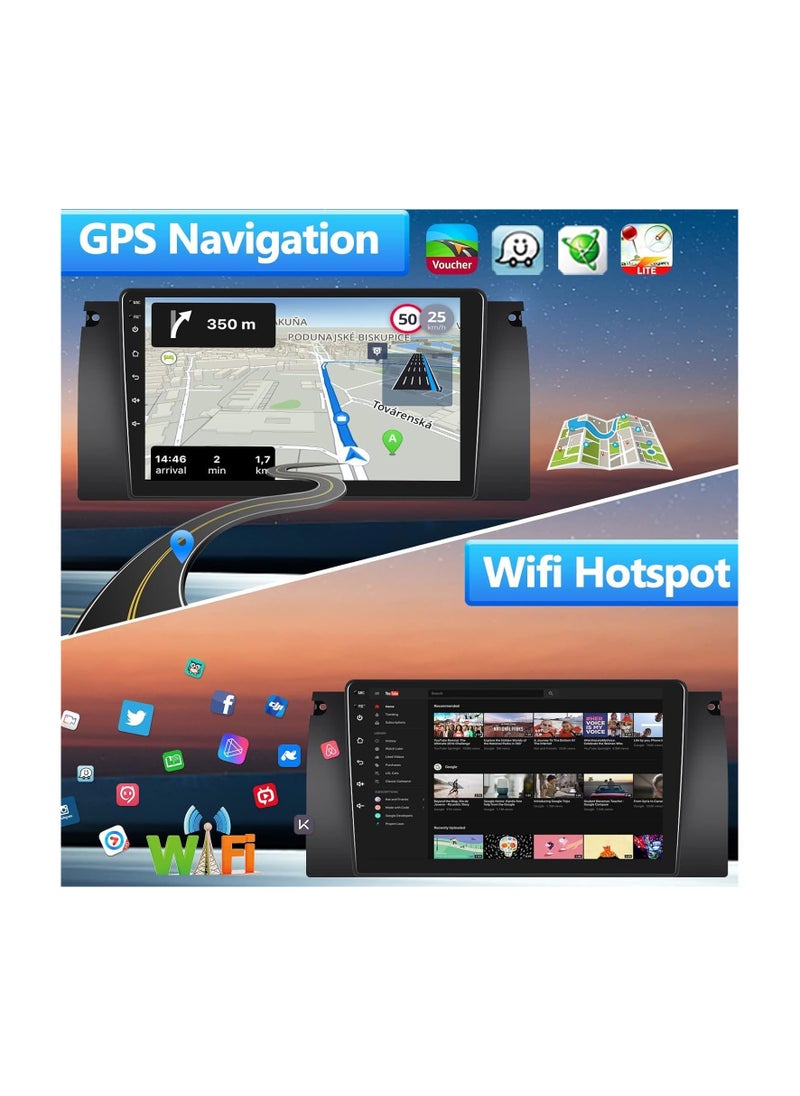 SHEZA STAR Android Car Stereo for BMW E39 1995 To 2003 BMW X5 E53 1999 To 2006 6GB RAM 128GB ROM Mirror-Link Wi-Fi BT,Radio GPS, 9 Inch Support SIM Card, Apple Carplay,IPS Touch Screen with AHD Backup Camera  - Image 4