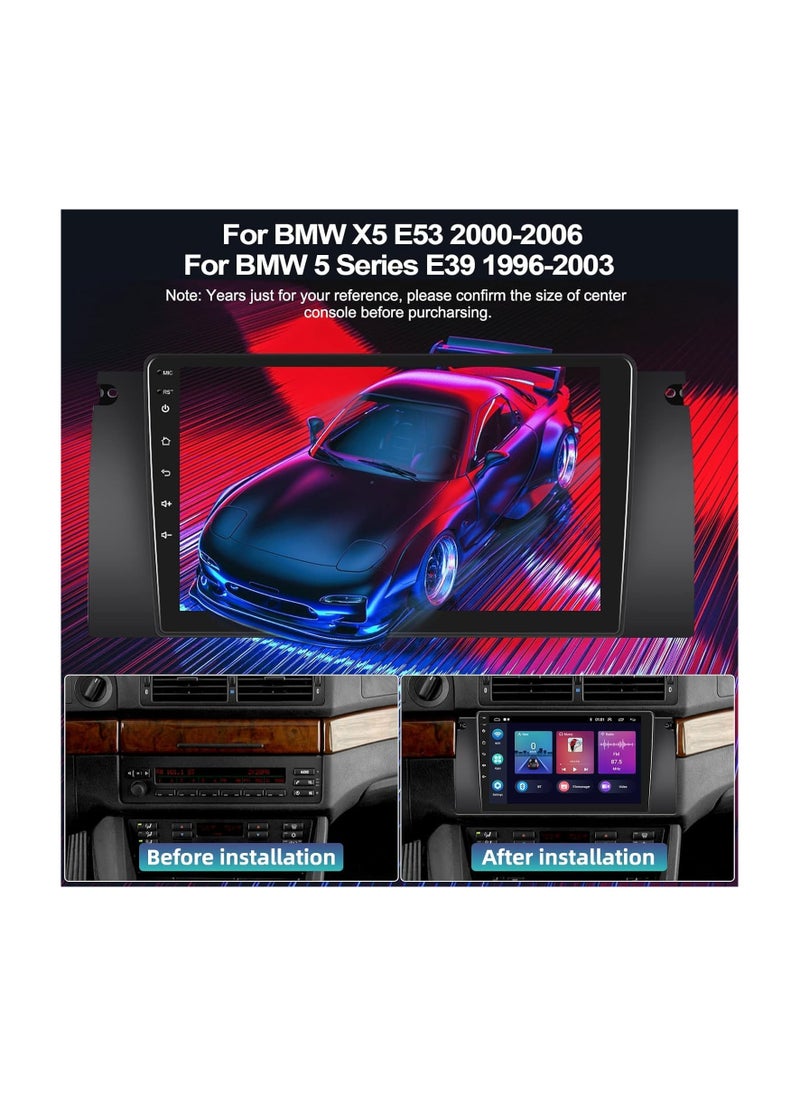SHEZA STAR Android Car Stereo for BMW E39 1995 To 2003 BMW X5 E53 1999 To 2006 6GB RAM 128GB ROM Mirror-Link Wi-Fi BT,Radio GPS, 9 Inch Support SIM Card, Apple Carplay,IPS Touch Screen with AHD Backup Camera  - Image 2