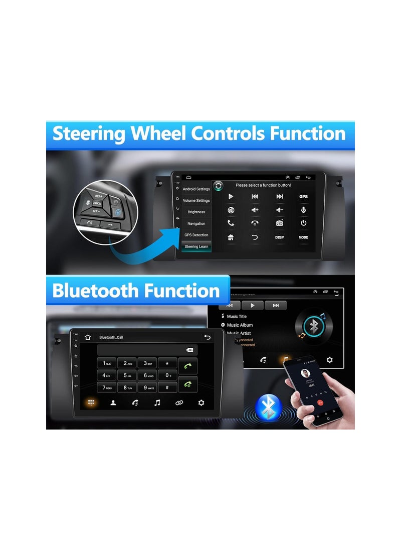 SHEZA STAR Android Car Stereo for BMW E39 1995 To 2003 BMW X5 E53 1999 To 2006 6GB RAM 128GB ROM Mirror-Link Wi-Fi BT,Radio GPS, 9 Inch Support SIM Card, Apple Carplay,IPS Touch Screen with AHD Backup Camera  - Image 5