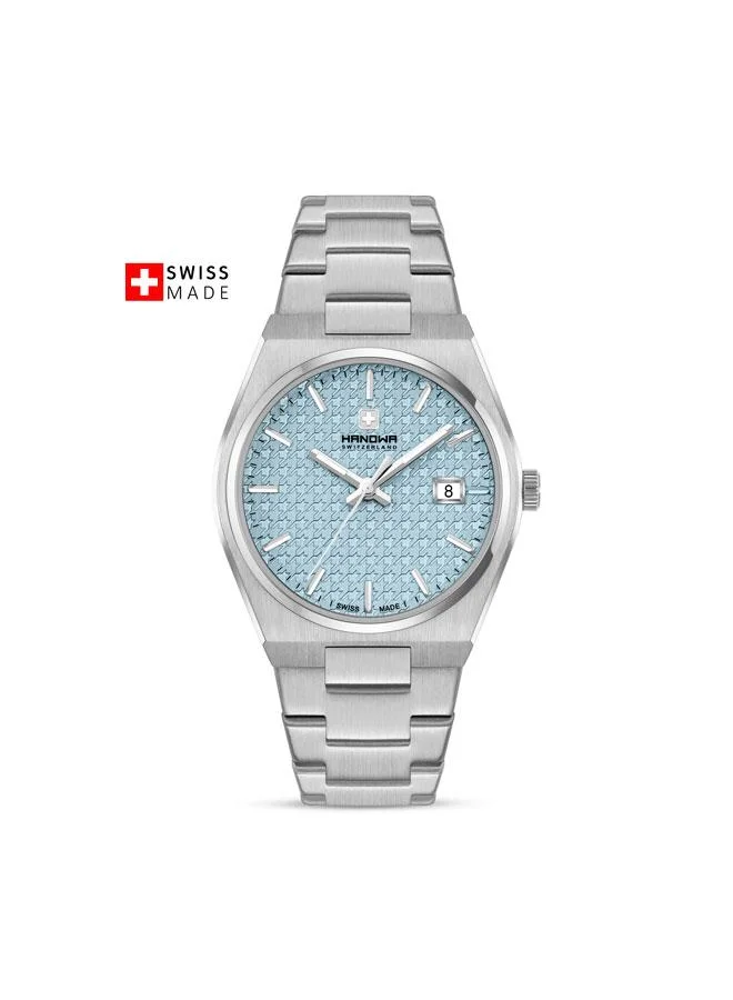 Lancy Light Blue Dial Silver Stainless Steel Bracelet Analog Watch for Women 36mm