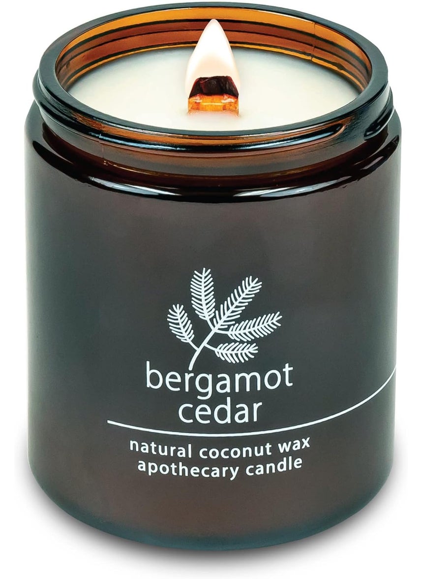 hemlock park Hemlock Park Crackling Wood Wick Candle Handcrafted with Natural Coconut Wax (Standard 8 oz, Bergamot Cedar) 