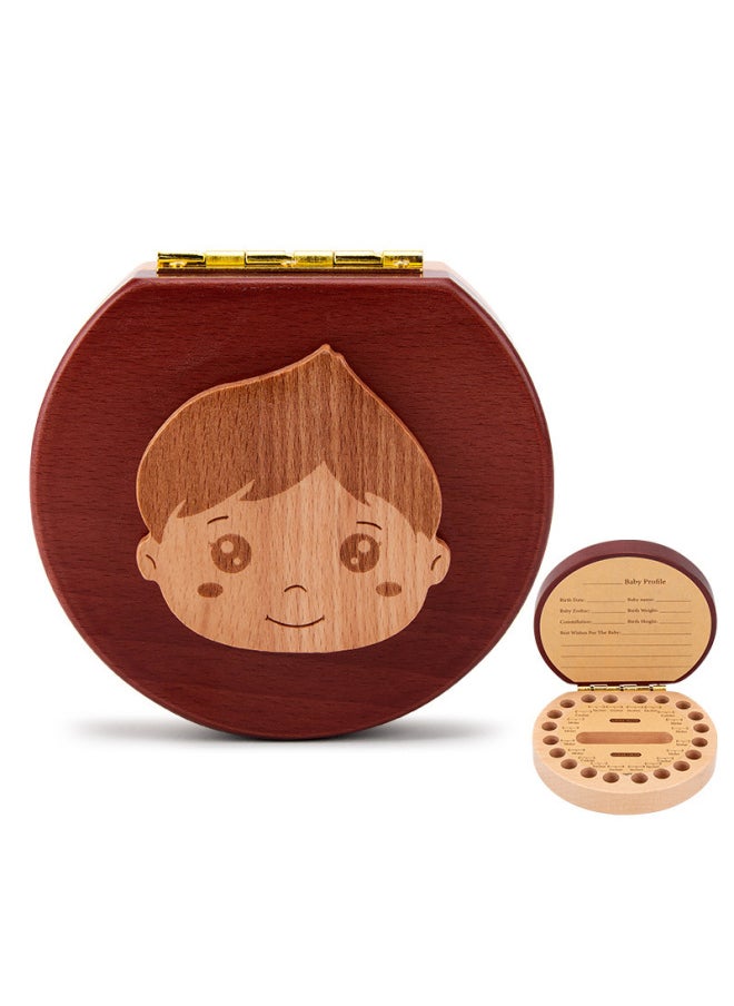 Generic Baby Teeth Memorial Box Girl Boy Children's Clothing Tooth Collection Storage Box Tooth Loss And Tooth Change Storage Box Wooden Toy-Color:Nanyu Boy (English Version)-TL  - Image 1