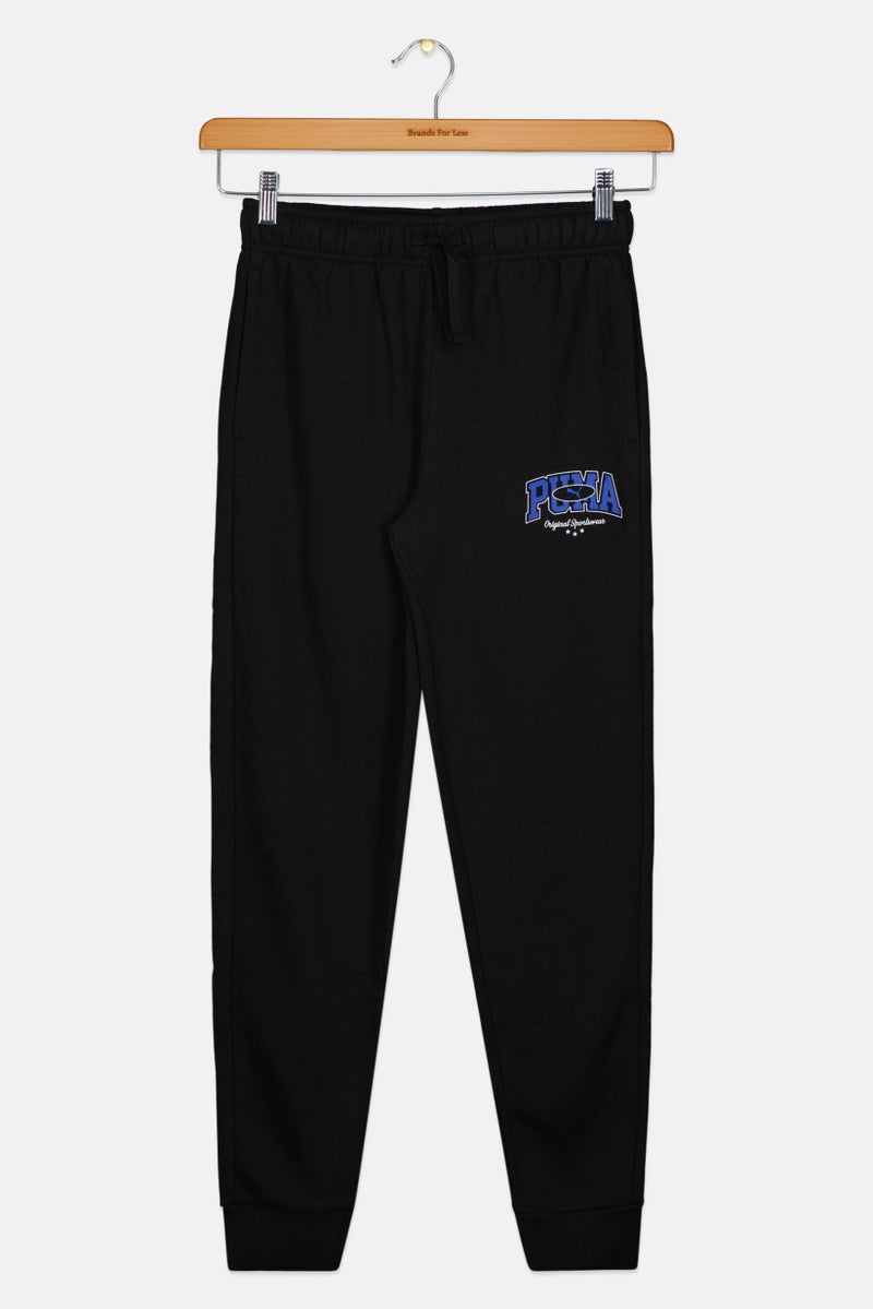 PUMA Kids Boy Brand Logo Outdoor Sweatpants, Black - Image 2