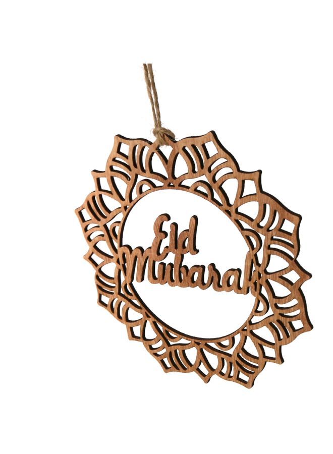 NIBEMINENT Wooden Eid Mubarak Hanging Pendant Ornament Brown 16x16x1centimeter - Image 4