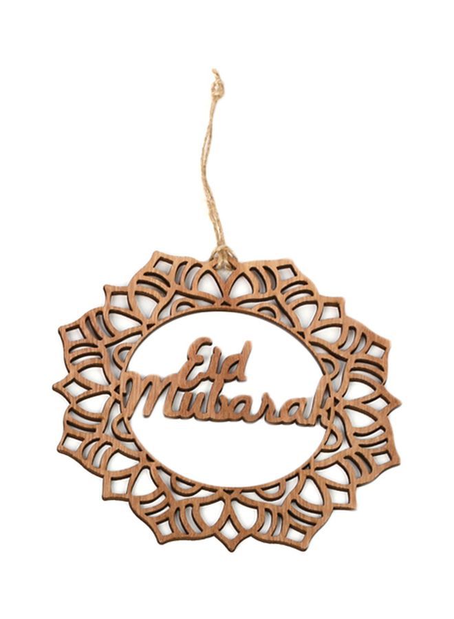NIBEMINENT Wooden Eid Mubarak Hanging Pendant Ornament Brown 16x16x1centimeter - Image 1