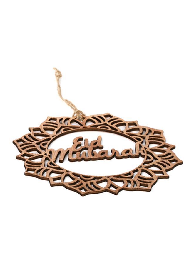 NIBEMINENT Wooden Eid Mubarak Hanging Pendant Ornament Brown 16x16x1centimeter - Image 2
