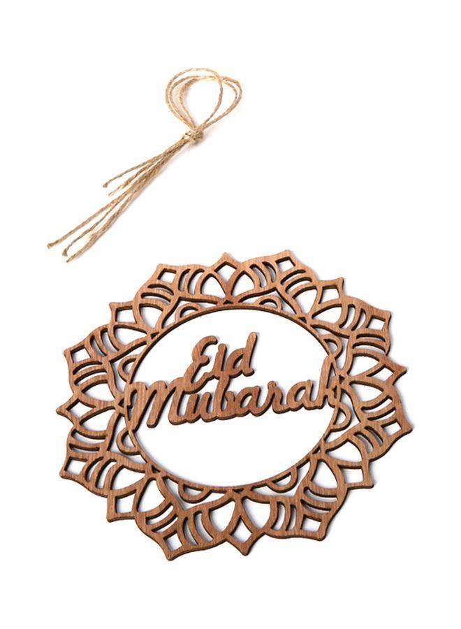 NIBEMINENT Wooden Eid Mubarak Hanging Pendant Ornament Brown 16x16x1centimeter - Image 3